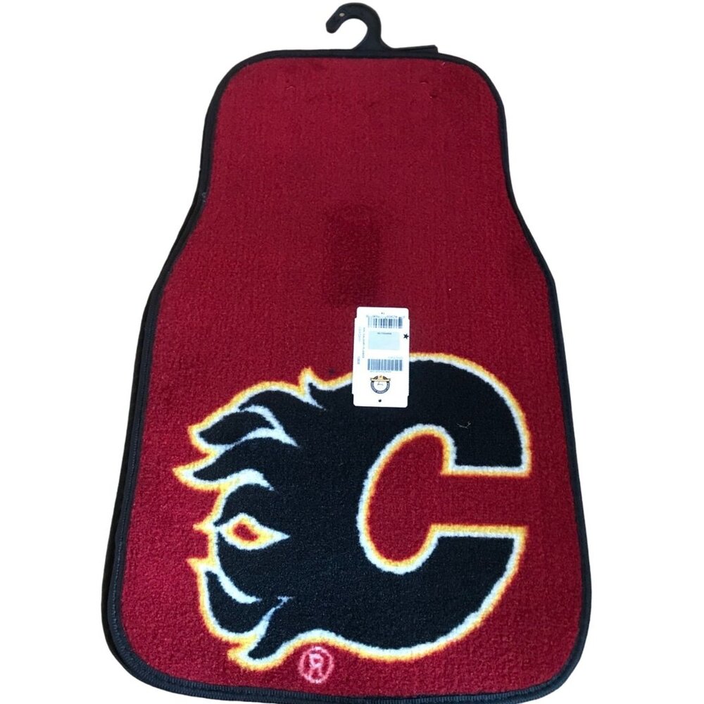 Calgary Flames NHL Car Floor Mat 27.5" x 17.5" Red Black Heavy Carpet 2 Mats